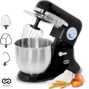 Koffie Infinity Goods Keukenmachine - Keukenmixer - 6,5L RVS Mengkom - Keukenrobot - Foodprocessor - Met Accessoires - 1600W - Zwart