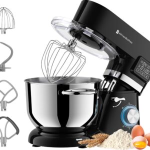 Koffie KitchenBrothers Keukenmachine - Keukenrobot - 6L Mengkom - 1800W - Aluminium - Zwart